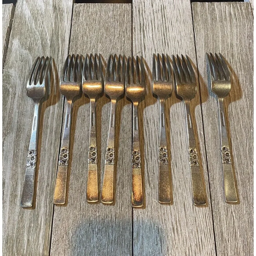 Community Silver Plate Flatware, Morning Star‎ Pattern Set Of 8 Forks
